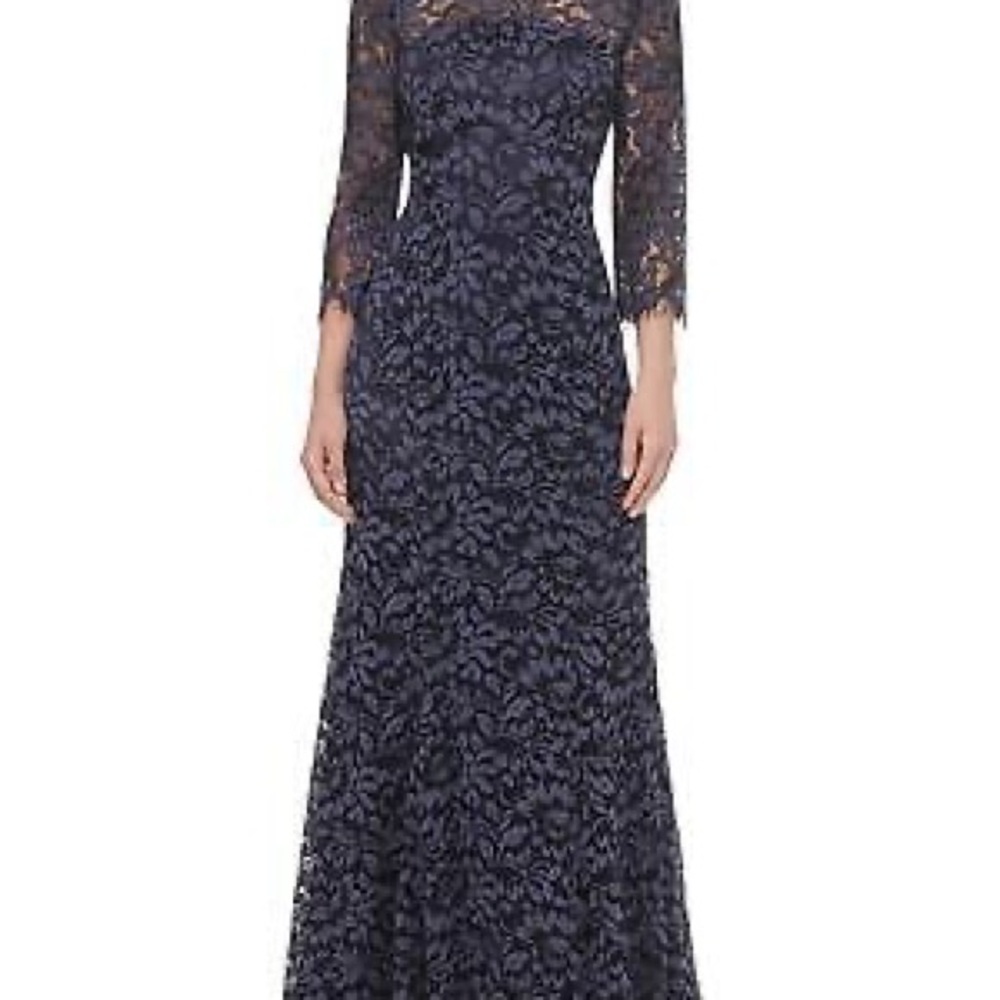 Eliza j lace bateau neck mermaid gown